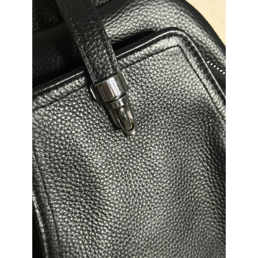 DK86 black leather travel everyday use sling bag